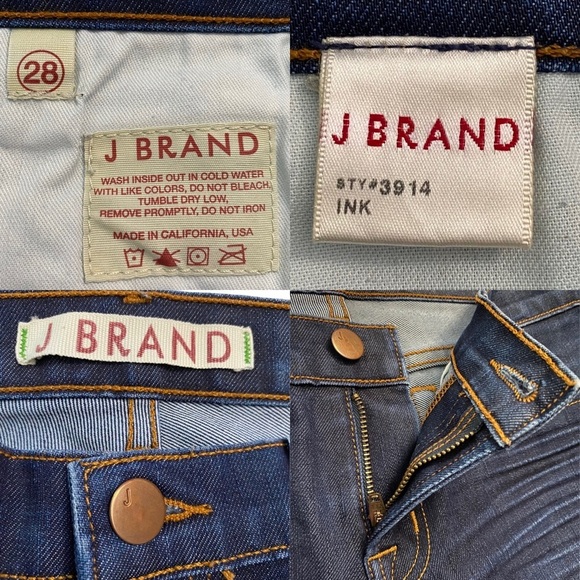 J Brand Mid Rise Slim Straight Leg Dark Wash Denim Jeans Whiskering 28 - Picture 3 of 16